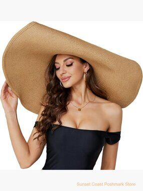 Oversized Beach Straw Hat Wide Brim Floppy Sun Hat